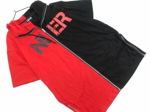 NIER CLOTHING ニーア バイカラー 半袖 ジップアップ パーカー sizeF/赤ｘ黒 ■◆ ☆ eed0 レディース