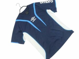 ネコポスOK umbro アンブロ ロゴ 切替 トレーニングウェア Tシャツ sizeM/紺ｘ白 ■◆ ☆ eed0 メンズ