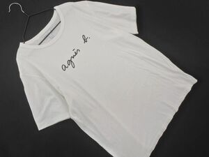 ネコポスOK agnes b アニエスベー ロゴ Tシャツ sizeT1/白 ■◆ ☆ eed0 レディース