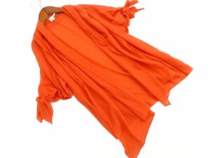  cat pohs OK HERMES Hermes wool 100% shawl cardigan size34/ orange *# * eed0 lady's 