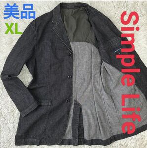 【美品】SIMPLE LIFE シンプルライフ　ストレッチ デニム テーラードジャケット XL