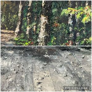 真作■油彩■七原正勝■『林の道』■細密に描かれた逸品■額付絵画■2ｂの画像6