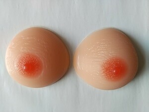 円形　シリコンバスト　人工乳房　偽乳　おっぱい　412g×2個セット　（良品）　