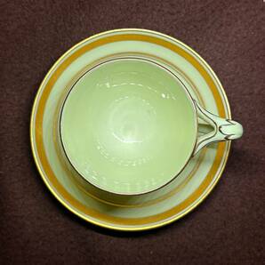 A パラゴン カップ＆ソーサー グリーン フランス・パリ風 植物レリーフ・ハンドル 金彩 イギリス アンティーク 1931年意匠登録の画像4