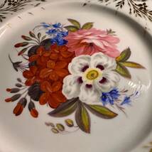 チェンバレンズ・ウースター イギリス リージェント　キャビネット・プレート　ハンドペイント花束絵 金彩装飾　角形飾り皿　1820年頃_画像4