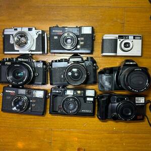 1円〜 フィルムカメラ レンズ 一眼レフ コンパクト 大量 まとめセット Nikon FE FE2 RICOH GR1 OLYMPUS Konica MINOLTA など 9台