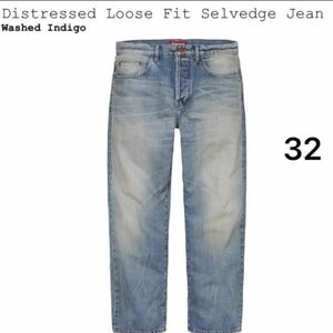 Distressed Loose Fit Selvedge JeanWashed Indigo 32 supreme