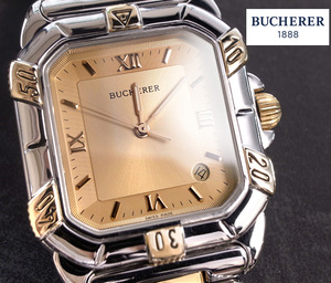 1980年代　ビンテージ　ブッフェラー■BUCHERER　アトレティコ　■メンズ腕時計 クォーツ　消費税なし