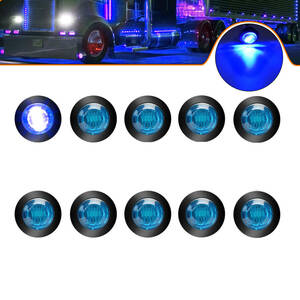 10個セット サイドマーカー LED ブルー 青 12V トラック用 車幅灯 トレーラー 丸型マーカー ライト カーライト LEDライト t529
