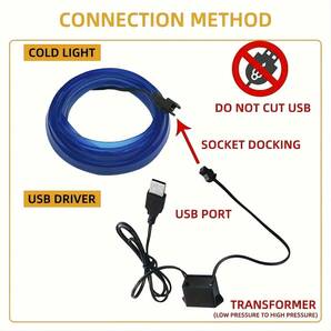 5m LED テープライト フードライト 車用 防水 車内ライト レッド 赤 薄型 ボンネットライト ディライト 汎用品 USB給電 簡単取付 t542の画像4