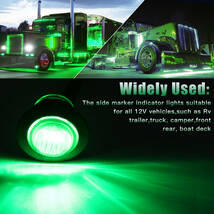 10個セット サイドマーカー LED グリーン 緑 12V トラック用 車幅灯 トレーラー 丸型マーカー ライト カーライト LEDライト t528_画像2