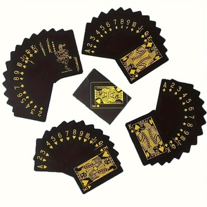 トランプ プラスチック ブラック ゴールド 黒 金 防水 高級感 カードゲーム 蛍光 おしゃれ パーティー トランプカード ポーカー t625