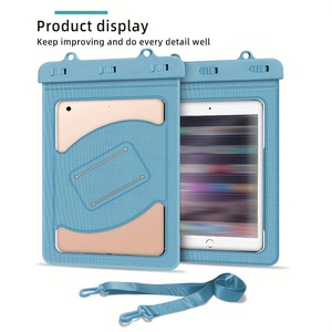 タブレット 防水ケース お風呂 ブルー 完全防水 カメラ撮影 タッチ可能 9インチ以下 iPad防水ケース タブレットケース ひも付き t551