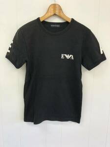 EMPORIO ARMANI 半袖Tシャツ L ブラック エンポリオアルマーニ　バックプリント　袖プリント　ヘビーウェイト