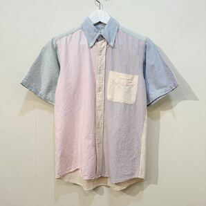 THE BAGGY Crazy Oxford B.D S/S Shirt バギー オックスフォード ボタンダウン 半袖 シャツ クレイジー マルチ カラー ストライプ 柄 XS