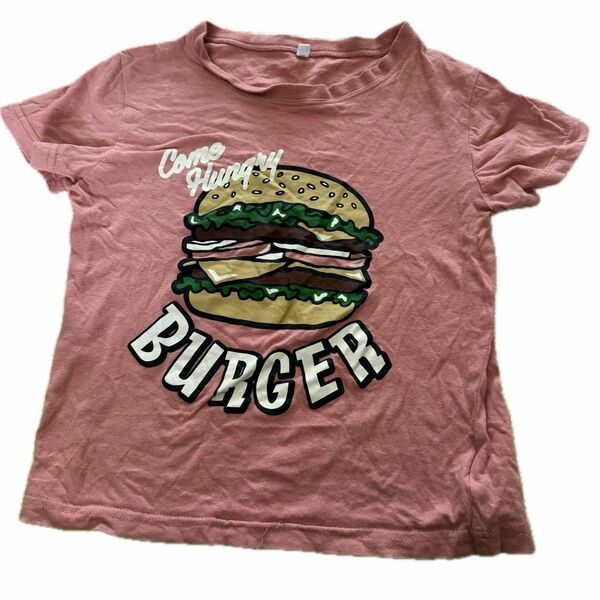 Tシャツ 半袖　120㎝　ハンバーガー　ピンク　キッズ　部屋着　着替え　