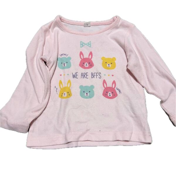 ベビー服 90㎝ ピンク うさぎ 子供服 キッズ 長袖Tシャツ 着替え 保育園 部屋着