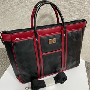 新品 レノマ 2way ビジネスバッグ ショルダー 黒/赤