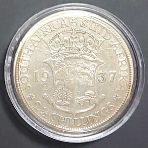 1937年 イギリス領南アフリカ銀貨 ジョージ6世ハーフクラウン銀貨 SV800