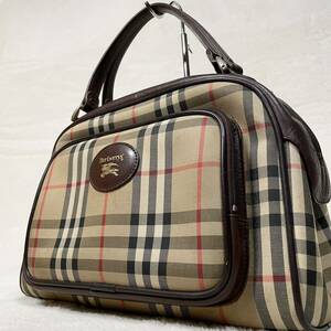 【希少】　BURBERRY バーバリー Burberrys ノバチェック シャドーホース ハンドバッグ　ミニボストン　オールド　キャンバス レザー 