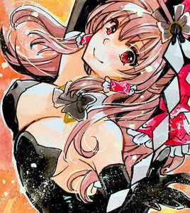 Art hand Auction Reimu Bunny Touhou Project Mini Colored Paper Hand-drawn Illustration Doujinshi Watercolor, Comics, Anime Goods, Hand-drawn illustration