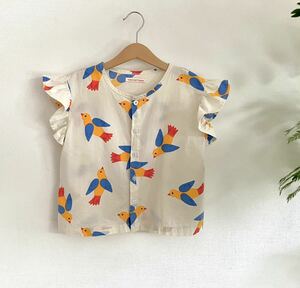 tiny cotton 8y bird pattern shirt ... Beams 