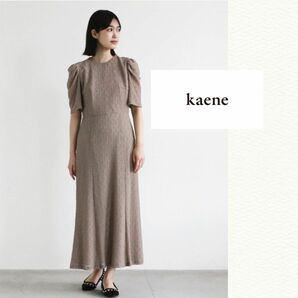 kaene シュリンクレースドレス　パール釦ワンピース
