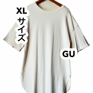 GU トップス 半袖 五分袖　Tシャツ　ロング　綿100 横スリット　XLサイズ　XL LL 女性　レディース　ファッション　