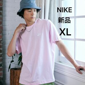 新品 NIKE メンズ レディース ユニセックス スポーツウェア クラブメンズ Tシャツ 半袖 刺繍ロゴ ピンク 大きいサイズXL