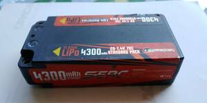 ③ 中古 SUNPADOW 2S 7.4V 4300mah ハードケース 4mm プラグ サンパドウ リポバッテリー(ショート) MTC2AXONTRFXrayヨコモBD12INFINITY