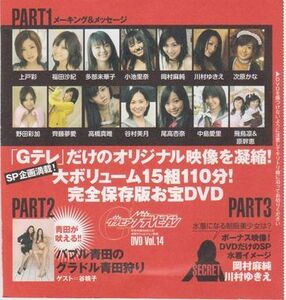 ■新品★付録DVD【◎上戸彩 多部未華子 福田沙紀 小池里奈 谷村美月 高橋真唯 尾高杏奈 飛鳥凜 原幹恵 青田典子】Gザテレビジョン vol.14■