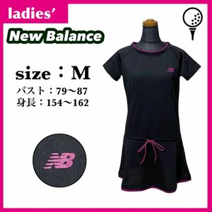 New Balance ニューバランス ゴルフワンピース サイズM ブラック ポリエステル素材 ワンポイントロゴ ゴルフウェア