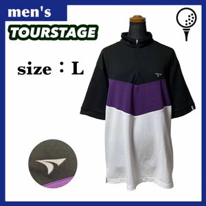 TOURSTAGE ツアーステージ 半袖 ハーフジップ シャツ メンズ サイズL マルチカラー ゴルフウェア