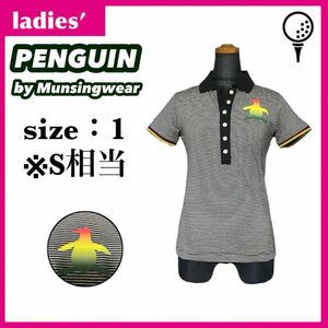 PENGUIN by Munsingwear ペンギン バイ マンシングウェア ポロシャツ レディース サイズ1 S相当 ボーダー
