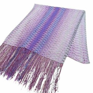 ミッソーニ ニット ストール マフラー ピンク 紫 ブルー グリーン系 マルチ イタリア製 レーヨン フリンジ MISSONI 【ネコポスOK】◆Y5