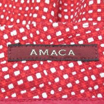 アマカ 美品 テーパードパンツ 赤 白 44 15号 2L 大きいサイズ コットン ストレッチ スラックス ウォッシャブル AMACA 三陽商会 ◆H5_画像7