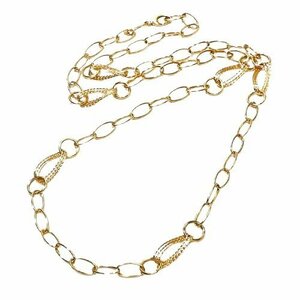 J◇K18 美品 チェーン デザイン ネックレス ロング 82cm イエローゴールド 18金 750 ITALY yellow gold chain necklace