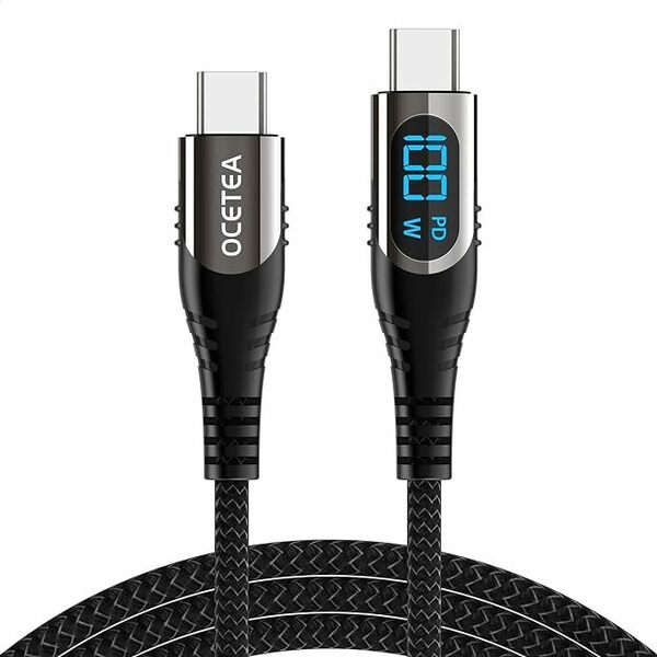 Ocetea USB Type C ケーブル ロング 100W/5A 3M PD対応 急速充電 USB C to USB C ケーブル LED出力スクリーン表示