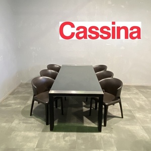 【福岡】cassina ダイニングセット ガラステーブル チェア6脚 【YN0423-11】