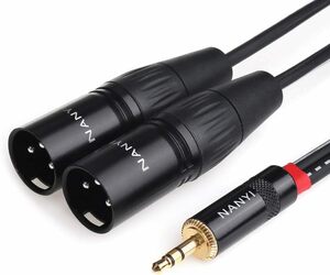 3.5mm-2 XLR オス-3m NANYI XLR 3.5mmスプリッタケーブル、TRSステレオオスXLRオス相互接続オーディ