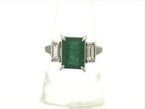 プラチナリング　E1.71ct D0.50ct PT850 6.4g　エメラルド　ダイヤモンド　レディースアクセサリー