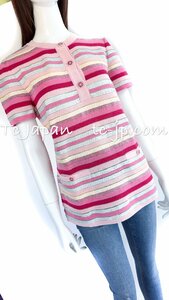  Chanel tunic tops CHANEL pink red white stripe border 31 ten thousand beautiful goods 38 40