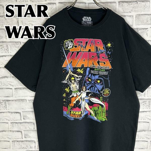 STAR WARS スターウォーズ コミック調 2XL Tシャツ 半袖 輸入品 春服 夏服 海外古着 映画 洋画 シネマ ムービー SF アニマル キャラクター