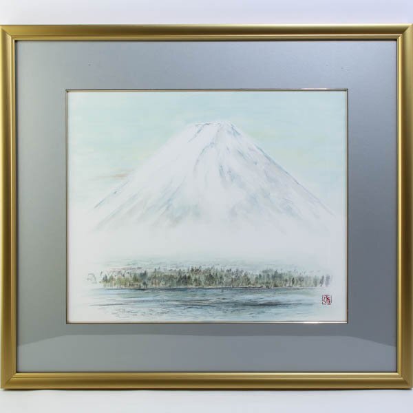 لوحة كويتشي ناباتامي فوجي ليك كاواجوتشي مقاس P8 لوحة يابانية عضو في أكاديمية الفنون اليابانية مؤطرة #35476YR, تلوين, اللوحة اليابانية, منظر جمالي, الرياح والقمر