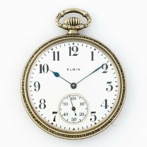 ELGIN エルジン 懐中時計 手巻 KEYSTONE WATCH CASE NICKELOID スモセコ ホワイト文字盤 オープンフェイス 稼働品 アンティーク #36380