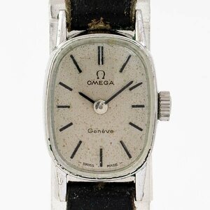 OMEGA オメガ Geneve ジュネーブ 2針 手巻 オーバル形 シルバー文字盤 純正ベルト スイス製 レディース腕時計 #35967