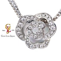 K18WG ダイヤモンド 0.29ct フラワーモチーフ プチネックレス_画像1