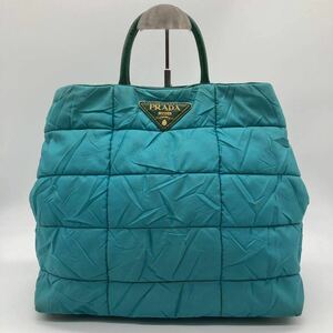 1円 PRADA プラダ CRISPYクリスピー ナイロン トートバッグ ハンドバッグ ショルダーバッグ 2way キルティング BN1595ターコイズブルー