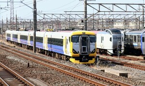 ◆[1-4321]鉄道写真:JR E257系500番台とE259系の並び◆2Lサイズ