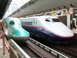 ★[1-4471]鉄道写真:JR E2系新幹線とE5系新幹線の並び★Lサイズ